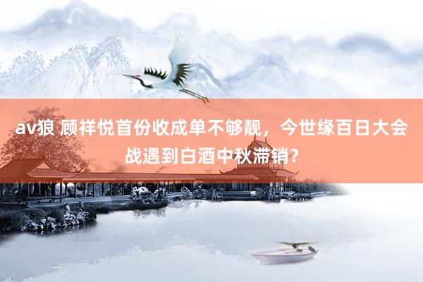 av狼 顾祥悦首份收成单不够靓,今世缘百日大会战遇到白酒中秋滞销?