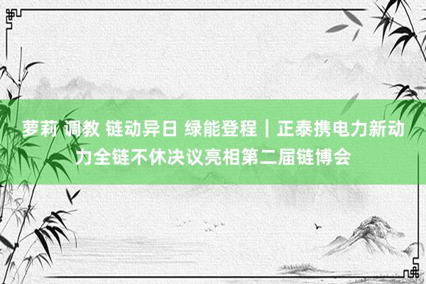 萝莉 调教 链动异日 绿能登程|正泰携电力新动力全链不休决议亮相第二届链博会