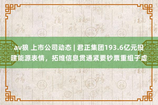 av狼 上市公司动态 | 君正集团193.6亿元投建能源表情,拓维信息贯通紧要钞票重组子虚