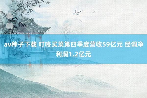 av种子下载 叮咚买菜第四季度营收59亿元 经调净利润1.2亿元